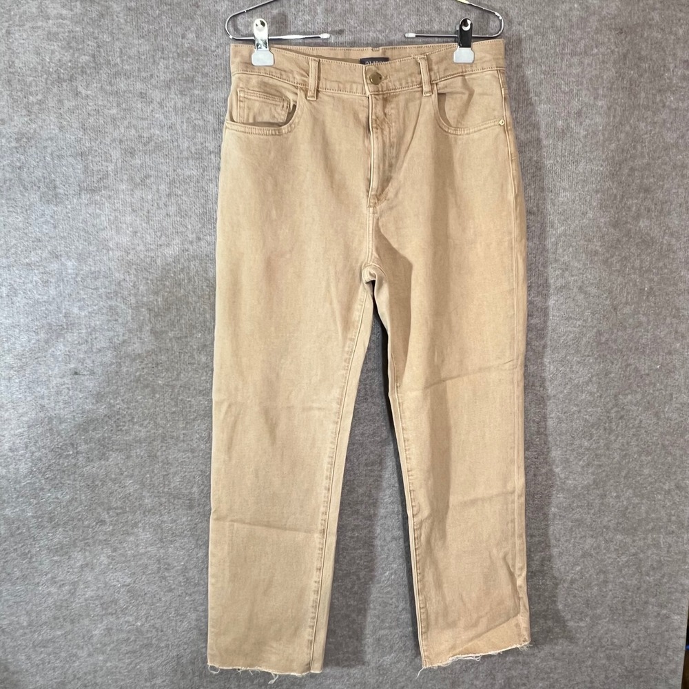 DL1961 Patti Straight Jeans Women 30 High Rise Vintage Ankle Raw Hem Tan Denim